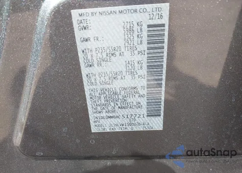 2017 Infiniti Qx60 из США, поврежденный, VIN 5N1DL0MM6HC517721